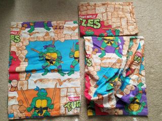 1988 Vintage Teenage Mutant Ninja Turtles 3 Pc Twin Sheet Set Tmnt Complete Usa