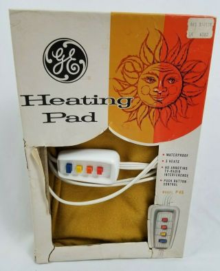 Vintage Ge Electric Waterproof Heating Pad Gold Model P45 &