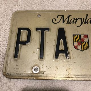 Vintage MARYLAND State USA License Plate Tag PTA982 SHIELD Crest MD PTA - 982 3