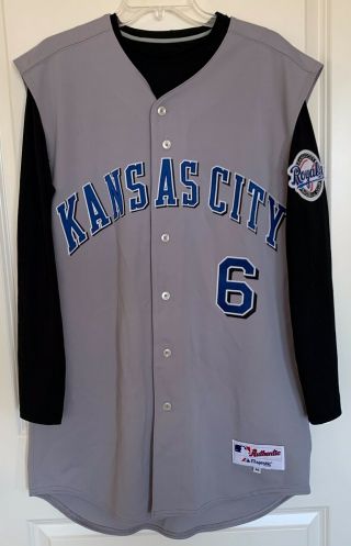 Kansas City Royals DAVE McCARTY 6 Majestic Team - Issued Gray Jersey (Size 48) 2