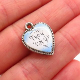 Antique Victorian 925 Sterling Silver Enamel Collectible Heart Charm Pendant