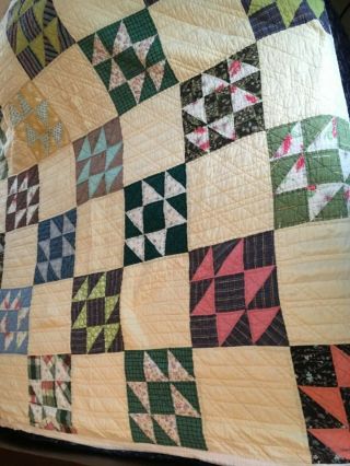 Antique Hand Made Flying Geese Quilt