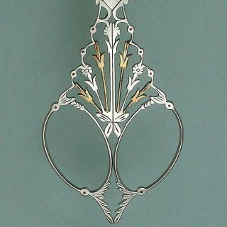 Fabulous Antique Steel Embroidery Scissors W/ Floral Shanks French C1900s