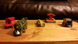 Ranger Fast Freight Mechanical Antique Toy Train Set Of Four Cars And Station