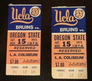 Vintage 11/15/1975 Oregon State Vs.  Ucla Bruins Football Ticket Stubs (2)