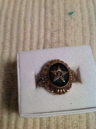 Antique Order Of The Eastern Star Masonic Ring Size 7.  5 Ring 10 Kt Gold Filled