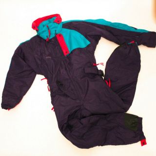 Columbia Sportswear Vintage Snowboard 1 - Piece Ski Suit Medium Dark Purple/blue