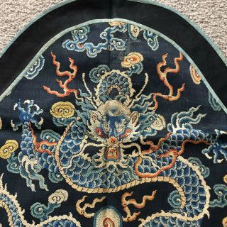 Rare old Chinese kesi silk imperial dragon robe fragment 3