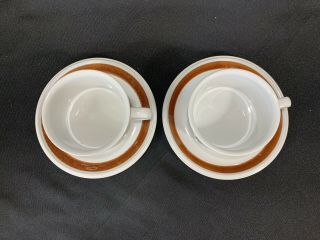 Set of 2 Vintage ARABIA Finland Brown Rosmarin Ulla Procope Flat Cup and Saucers 2