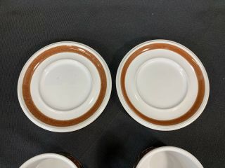 Set of 2 Vintage ARABIA Finland Brown Rosmarin Ulla Procope Flat Cup and Saucers 3