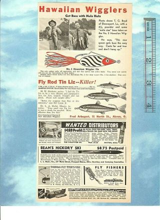 Vintage 1938 Arbogast Fly Rod Tin Liz & Hawaiian Wiggler,  Montague Bamboo Rods