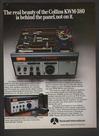 1982 Collins Kwm - 380 Beauty Ham Radio Transceiver Hf Vintage Print Ad A82