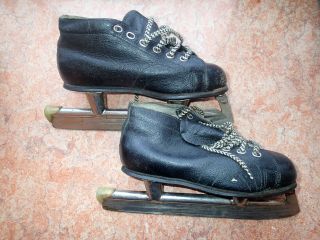 Vintage Ice Skates Made In Russia Old Antique Skate Shoes