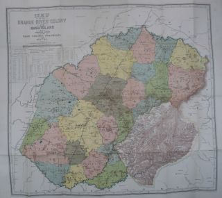 Antique Folded Map Of The Orange River Colony Basutoland 1906 By Cape Times