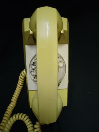 Vintage Gte Automatic Electric Rotary Dial Yellow Wall Phone