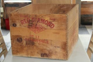 Antique Red Diamond Explosives Wood Box,  Crate Austin Powder Co.  Cleveland Ohio