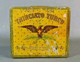 1930s Antique Italian Trinciato Turco Turkish Tobacco Cigarette Litho Tin Box