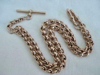 Antique 9ct Rose Gold Double Albert Watch Chain/necklace 34.  9 Grams