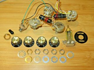 Gold Gibson Les Paul Electronic Control Pots Harness & Vintage Bumble Bee Caps