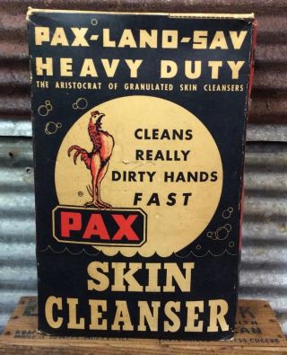Full Antique Vtg 30s - 40s Pax - Land - Sav Cardboard Box Rooster Chicken Farm Sign