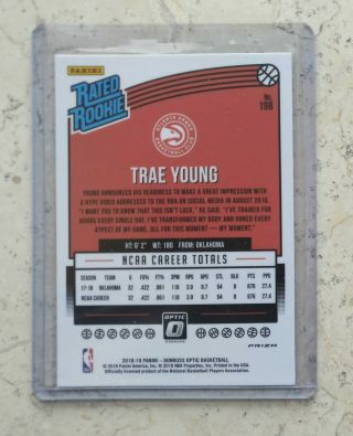 Trae Young 2018 - 19 Donruss Optic Choice Mojo Silver Prizms RC Rated Rookie 2