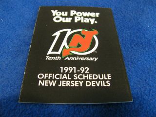 Jersey Devils 1991/92 Nhl Hockey Pocket Schedule - Sportschannel