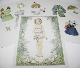 Vtg Paper Doll Convention 1986 Florida Vacation By Helen Page Very Rare Set