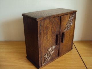 A Vintage Oak Pipe Smokers Cabinet