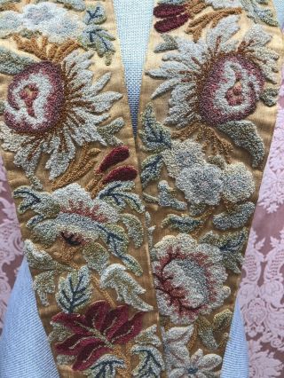 Antique Victorian Plushwork Cut - Wool Flower Chenille French Knot Drapery Pull