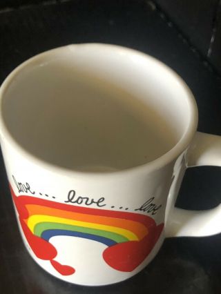 Rare Vintage Mug Rainbow Heart 1981 Coffee Collectible Cup With Love.  love Love 2
