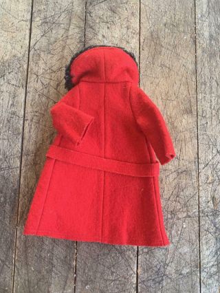 Vintage Barbie Red Woool Felt Overcoat Jacket w Black Collar Fur Trim & Belt 2