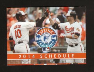 Adam Jones & Chris Davis - - Baltimore Orioles - 2014 Spring Training Pocket Schedule