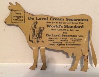 Antique De Laval Cream Separator Tin Advertising Sign - Cow
