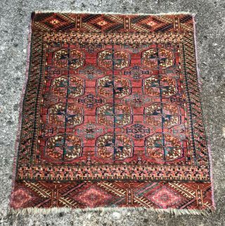 Antique Oriental Tribal Rug Hand Knotted Turkoman Carpet 3 