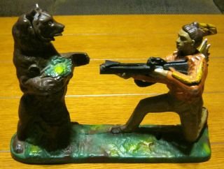 Vintage Bear And Indian Mechanical Bank The Book Of Knowledge