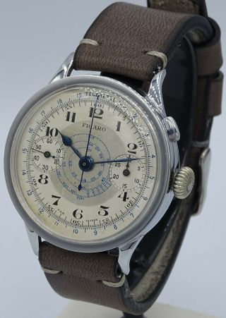 V.  Rare Vintage Oversize Figaro Chronograph Chronographe Cal.  Landeron Hahn
