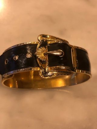 Vintage Buckle Bracelet Black And Gold Special Piece Very Unique May Be Enamel
