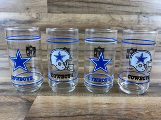 Vintage Dallas Cowboys Football Helmet Star Logo Drink Glasses Set Of 4 Mobil