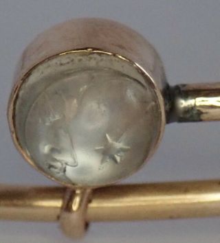 RARE ANTIQUE VICTORIAN 14K GOLD CARVED MOONSTONE MAN IN THE MOON BRACELET 3