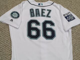 Baez 66 Size 44 2017 Seattle Mariners Game Jersey White 40th Mlb Hologram