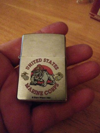 Vintage 1982 Usmc Zippo Bulldog Lighter United States Marine Corps