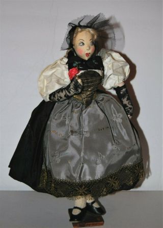 Vintage Ilse Ludecke Handmade German Artist Cloth Doll Switzerland 13 " 1950s