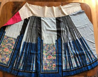 Antique Late 19th / 20th Qing Chinese Embroidered Silk Skirt