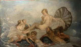 Huge 18th Century French Old Master Oil Painting - The Birth Of Venus - Canvas