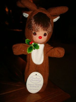 Vintage Precious Moments Reindeer Doll Painted Face 2002
