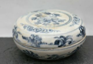 Fantastic Antique Chinese Ming Dynasty Style Blue & White Lidded Box Circa 1780s 3