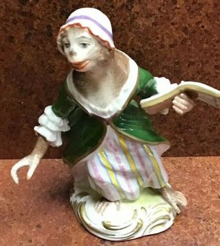 Vintage Aelteste Volkstedt German Porcelain Monkey Band Figurine Singing Lady