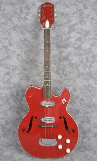 Vintage 1965 Harmony Roy Smeck H73 Semi - Hollow Red Electric Guitar