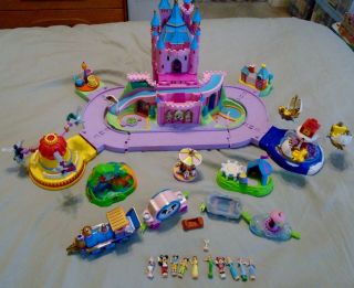 Vintage Polly Pocket Disney Magic Kingdom Castle Playset Train / Rides / Figures