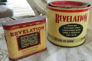 2 Revelation Philip Morris Pipe Tobacco Mixture,  Can,  Pocket tin empty 2
